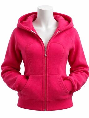 Lululemon OG Scuba Hoodie Bon Bon Pink Size 8 Canada Made Full Zip Fitted